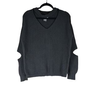 Ruby Moon Sweater Women’s XL Green Gray V-Neck Wool Cotton Stretch Casual Fall